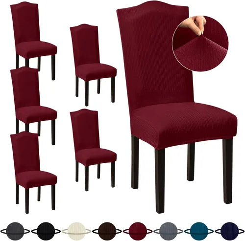 Vista 65 de Sufdari Juego de 4 fundas para sillas de comedor, color beige, antideslizantes, de elastano, elásticas, para comedor, hotel (Grande)