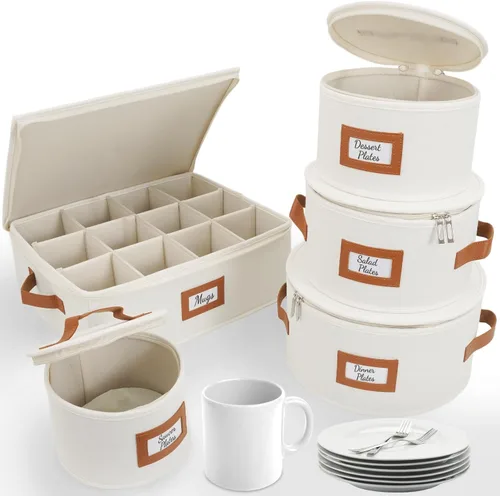 Vista 40 de HOMELUX THEORY 8 piezas de contenedores de almacenamiento de porcelana de carcasa dura, almacenamiento de tazas, copas de vino, utensilios