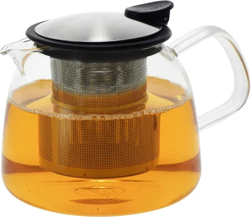 Vista 2 de Forlife Tetera de vidrio Bell con infusor de cesta, 24 onzas/24.7 fl oz, rojo