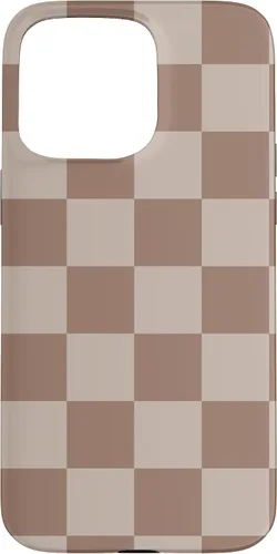 Vista 28 de Funda para iPhone 16 marrón con diseño de cuadros grandes, color beige estético marrón