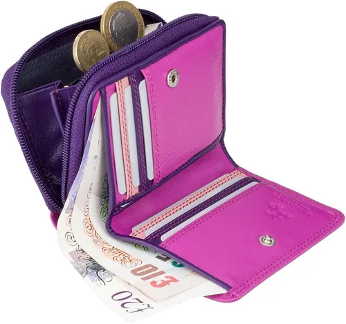 Vista 4 de Visconti Monedero de cuero para mujer, Rosa, coloreado, morado