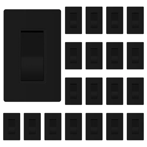 Vista 19 de ThunderWay - Interruptor de luz para decoración de 3 vías con placas de pared, 15 A 120/277 V, interruptores basculantes de pared Decora de tres