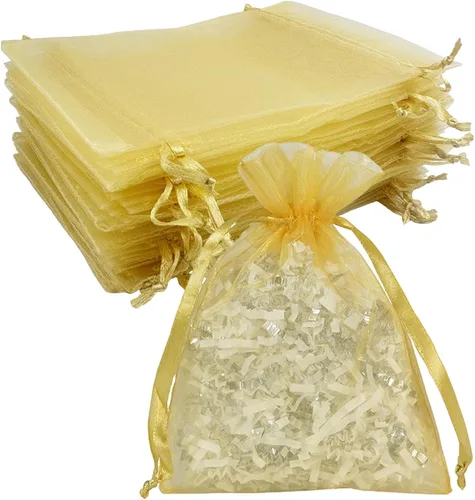 Vista 21 de Paquetes de 50 bolsas de regalo de organza de 4 x 6 pulgadas con cordón negro transparente, decoraciones de embalaje de tela transparente