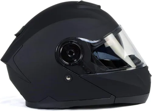 Vista 9 de Milwaukee Helmets Breeze - Casco modular de motocicleta plano negro avanzado con visera desplegable aprobado por DOT MPH9814DOT - XS