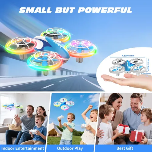 Vista 7 de BlueFire Mini Drone para niños, Drone RC con luces LED y giro de 360° Altitude Hold Drone with One-Key Takeoff/Landing, 2 Speed Modes & Propeller