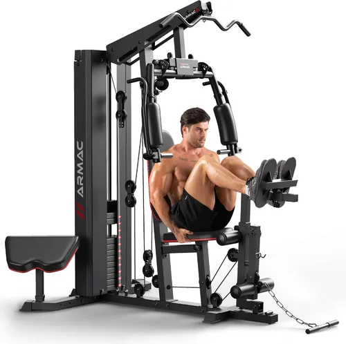 Vista 10 de Sportsroyals Equipo de gimnasio en casa, pila de peso de 150 libras, máquina de entrenamiento de cuerpo completo con sistema de polea