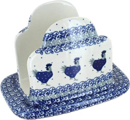 Vista 21 de Blue Rose Polish Pottery - Servilletero de Puntos Pequeños Azules - 5" x 5" - Servilleteros de Cerámica, Accesorios Decorativos para Mesa de Comedor