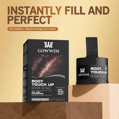 Vista 3 de Polvo para la línea del cabello (caoba) - Cubra instantáneamente las raíces de cabello canoso, sombra para el color del cabello, retoque