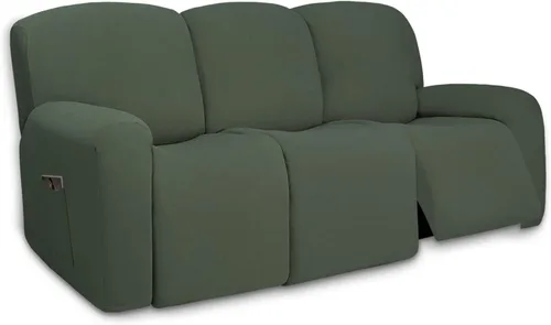 Vista 65 de PureFit Funda súper elástica para sofá reclinable con bolsillo, funda de sofá suave y antideslizante de elastano, lavable, protector de muebles
