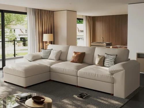 Vista 35 de EASE MOOSE Sofá modular seccional, sofá en forma de U para sala de estar Beige