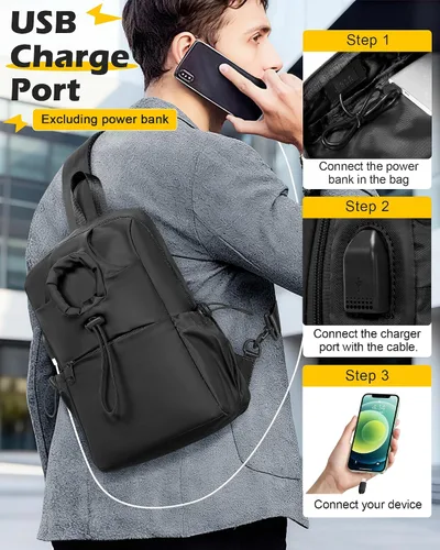 Vista 5 de SEAFEW Mochilas tácticas tipo bandolera, Negro, grande, Grande, Casual