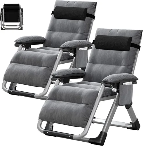 Vista 14 de ABORON Silla de Gravedad Cero, Sillas de Salón Plegables Premium para Césped y Exteriores, Sillas de Patio Reclinables Resistentes y Ajustables