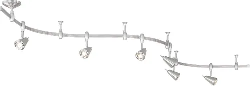 Vista 6 de Pro Track Lámpara de riel – Luz LED de pista de 6 cabezales, níquel cepillado, monorraíl ajustable moderno para techos, islas de cocina