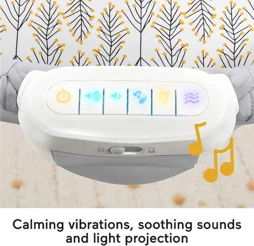 Vista 5 de Fisher-Price Baby Moisés de proyección de vista relajante con luces, sonidos y vibraciones musicales, hojas de cervatillo (exclusivo de Amazon)