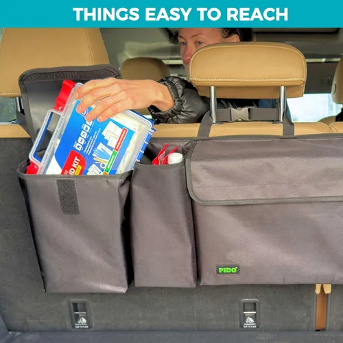 Vista 6 de PIDO - Organizador colgante para maletero, organizador para asiento trasero de SUV, bolsa de almacenamiento colgante para coche con bolsillos