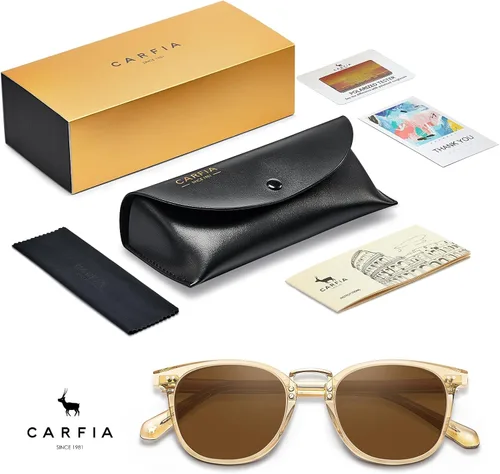 Vista 6 de CARFIA Gafas de sol polarizadas pequeñas para mujer, hechas a mano, marco de acetato, gafas de sol retro CA5015
