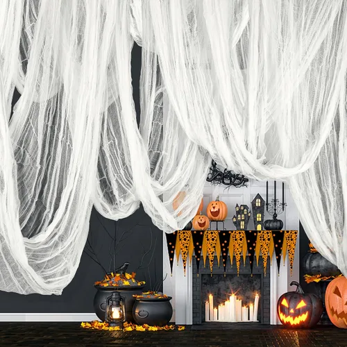 Vista 12 de 197" x 85" Tela espeluznante de Halloween - Tela de gasa espeluznante para Halloween - Tela de gasa sangrienta espeluznante para fiesta de Halloween