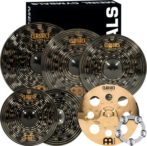 Vista 14 de Conjunto de platillos en caja con hihats de 15", choque de 20", choque-paseo de 22" más un choque de basura de 18" gratis – Classics Custom Dark