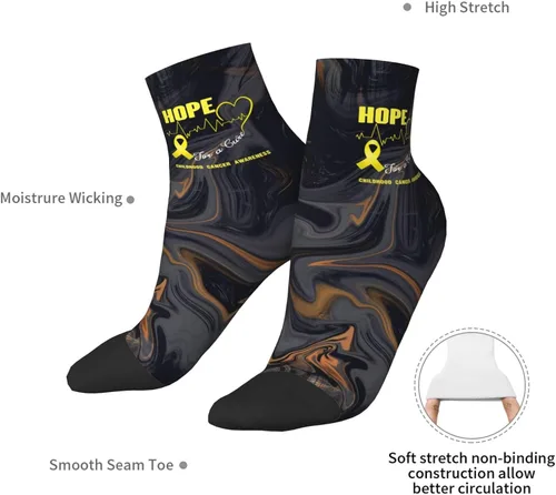 Vista 7 de GDJF Hope For A Cure Childhood Cancer Awareness Ankle Socks Winter Low Cut Sports Warm Breathable Comfort Casual Socks For Mens And Womens
