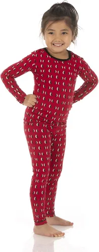 Vista 131 de KicKee Pants Conjunto de pijama de manga larga con estampado de piezas
