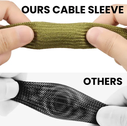 Vista 5 de 0.7" Nylon Braided Cable Sleeve for Hydraulic Cord Tig Welding Cable Cord Audio Video Cable Management, Wire Loom Cord Wrap Wire Sleeve Protector