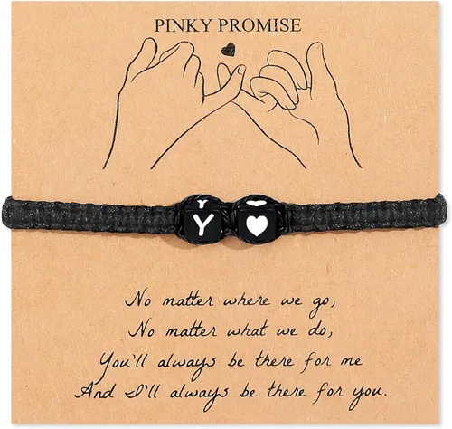 Vista 29 de Pulsera inicial para hombres y mujeres con letra, pulseras de dijes a juego para parejas, pulseras hechas a mano, regalo para novio y novia, regalo