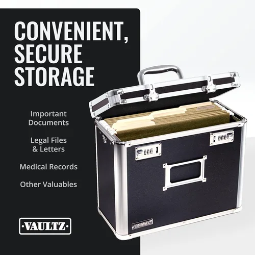 Vista 3 de Vaultz Caja Organizadora de Almacenamiento de Archivos - 14 x 7 x 12.19 Pulgadas Tamaño Carta, Contenedores de Almacenamiento Portátiles con Bloqueo