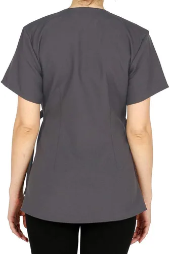 Vista 2 de Pamela - Bata profesional de salón, chaqueta de estilista, uniforme de cosmetología Gris