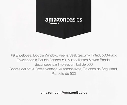 Vista 6 de Amazon Basics Sobres de doble ventana tintados de seguridad #9 para facturas y documentos, autosellados, 3-7/8 x 8-7/8 pulgadas, blanco, paquete