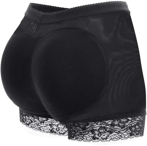 Vista 3 de KIWI RATA Bragas de encaje acolchadas para mujer, levanta glúteos, ropa interior con refuerzo Negro