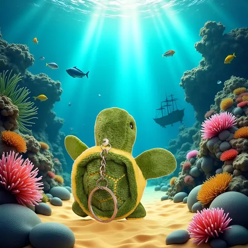 Vista 3 de BWESOO Mini tortuga verde de peluche de animal de peluche lindo tortuga marina llavero colgante de dibujos animados muñeca de peluche para regalo