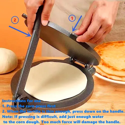 Vista 3 de Prensa de tortilla de aleación de aluminio, máquina flapjack, máquina de crepé, tortillas de aluminio fundido, tortitas caseras con 50 papel Negro