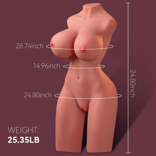 Vista 7 de Muñeca sexual realista de 26 libras, torso con pechos grandes 3 en 1, vaginal y anal apretados, esqueleto integrado de tamaño real para hombres