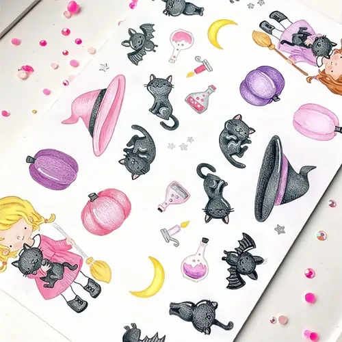 Vista 6 de Juego de sellos y troqueles de Halloween Witch Happy Haunting para hacer tarjetas, sellos transparentes y troqueles de corte de metal para álbumes 01