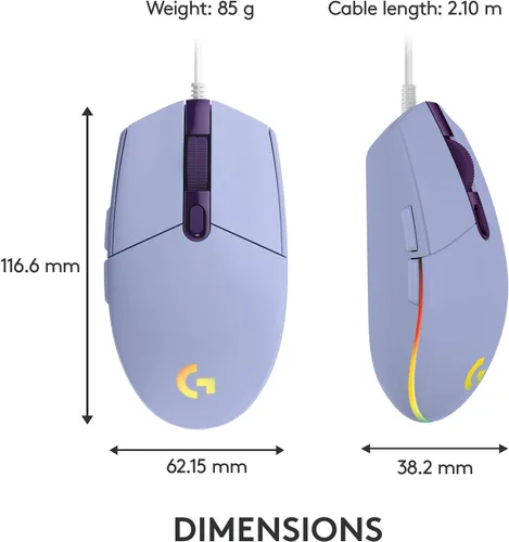 Vista 8 de Logitech G203 RGB - Mouse cableado para videojuegos