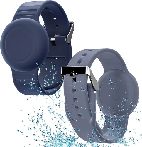 Vista 7 de Pulsera impermeable compatible con Airtag (1ª y 2ª generación) para niños Negro/Azul Marino