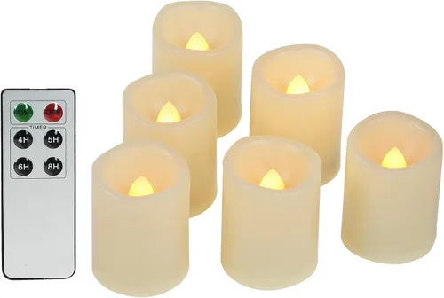 Vista 15 de Velas pequeñas de luz led, efecto de llama parpadeante, con pilas y control remoto. Luces decorativas para bautismo, bodas, fiestas, regalos. 6