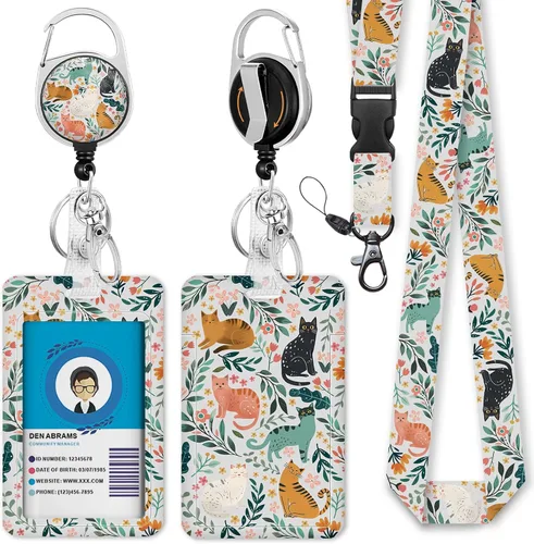 Vista 25 de Cordones negros para insignias de identificación, soporte retráctil para insignias de trabajo, cordón con soporte para tarjeta de crucero, llavero