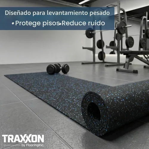 Vista 6 de Rollo de piso de goma resistente de 1/4" de espesor de Floor Inc Tapetes de piso de goma reciclada flexibles para gimnasio en casa Tapete