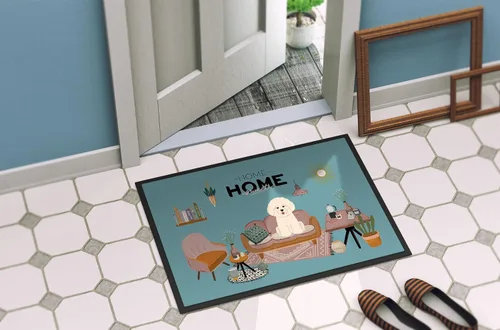Vista 4 de Caroline's Treasures CK7920MAT Bichon Frise Sweet Home Felpudo de 18 x 27 pulgadas, tapete para puerta delantera, para interiores y exteriores