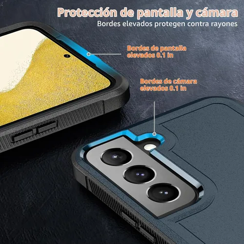 Vista 4 de SPIDERCASE Funda para Samsung Galaxy S22 5G, [protección contra caídas de grado militar de 10 pies] Antideslizante [Paquete de 2] Protector de Negro