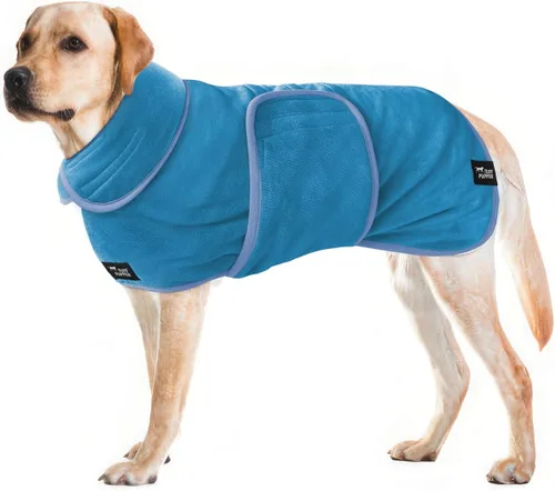 Vista 12 de Tuff Pupper Bata de baño para perro de secado rápido, toalla de felpa de 800 GSM, bata de baño súper absorbente para mascotas y cachorros, capucha