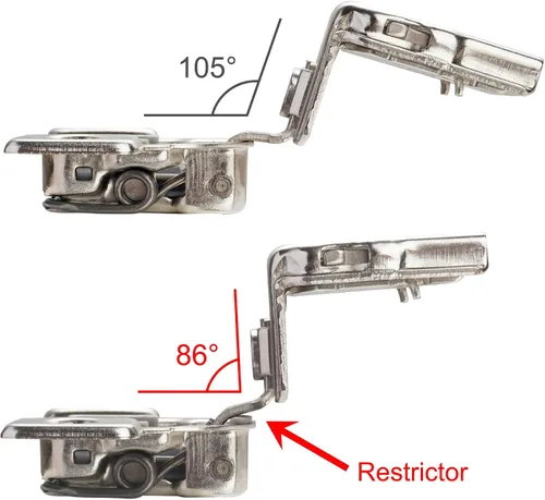 Vista 3 de Paquete de 10 restrictores de ángulo de 86 grados/clip de restricción para bisagras de cierre suave, restricciones de puerta de gabinete de cocina