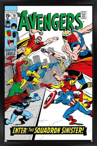 Vista 8 de Trends International Marvel Comics Avengers #70 - Póster de pared, 22.4 pulgadas de largo x 14.7 pulgadas, versión enmarcada en madera de granero