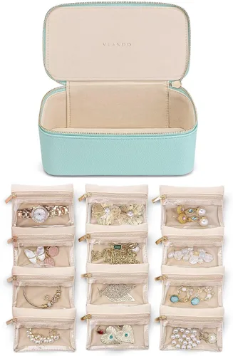 Vista 24 de VLANDO - Bolsa de viaje para joyería, 12 bolsas de terciopelo con A.12 PCS transparente
