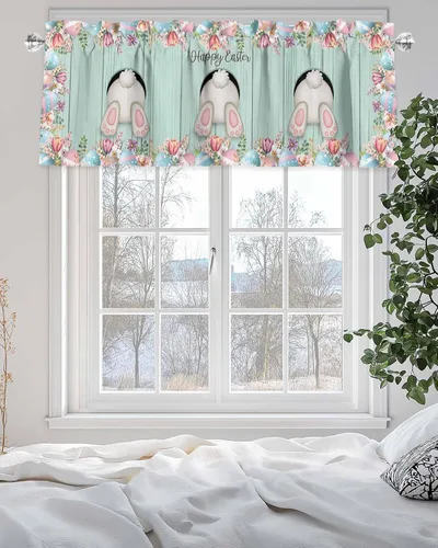 Vista 132 de Cenefa de cortina con lazo rojo de Navidad para ventanas, sala de estar, cocina, baño, granja, bolas de Navidad de acuarela con diseño de bayas
