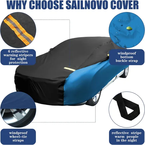 Vista 7 de Riakrum Funda completa impermeable para todo tipo de clima, para automóviles, resistente al viento, a la lluvia, protección UV, resistente a