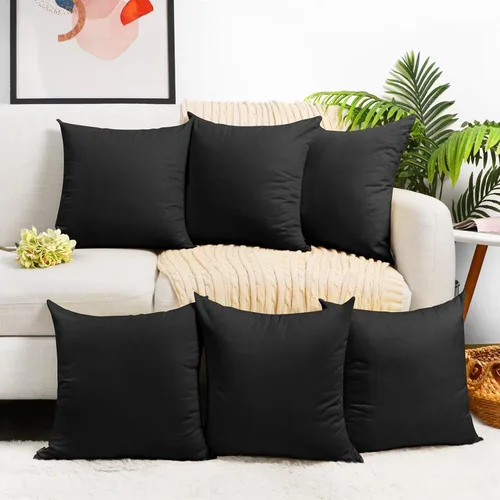 Vista 21 de Coddsmz Paquete de 6 fundas de almohada decorativas 100% algodón, fundas de cojín cuadradas de Navidad sólidas para el hogar, cama, sofá, día