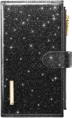 Vista 34 de Billetera de mujer con bloqueo RFID de gran capacidad, organizador multitarjetas, billetera plegable para mujer con bolsillo con cremallera