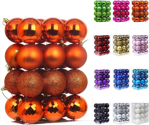 Vista 11 de Emopeak - Juego de 24 esferas navideñas, ornamentos irrompibles, 4 estilos, decoración colgante para árbol de Navidad, boda o fiesta